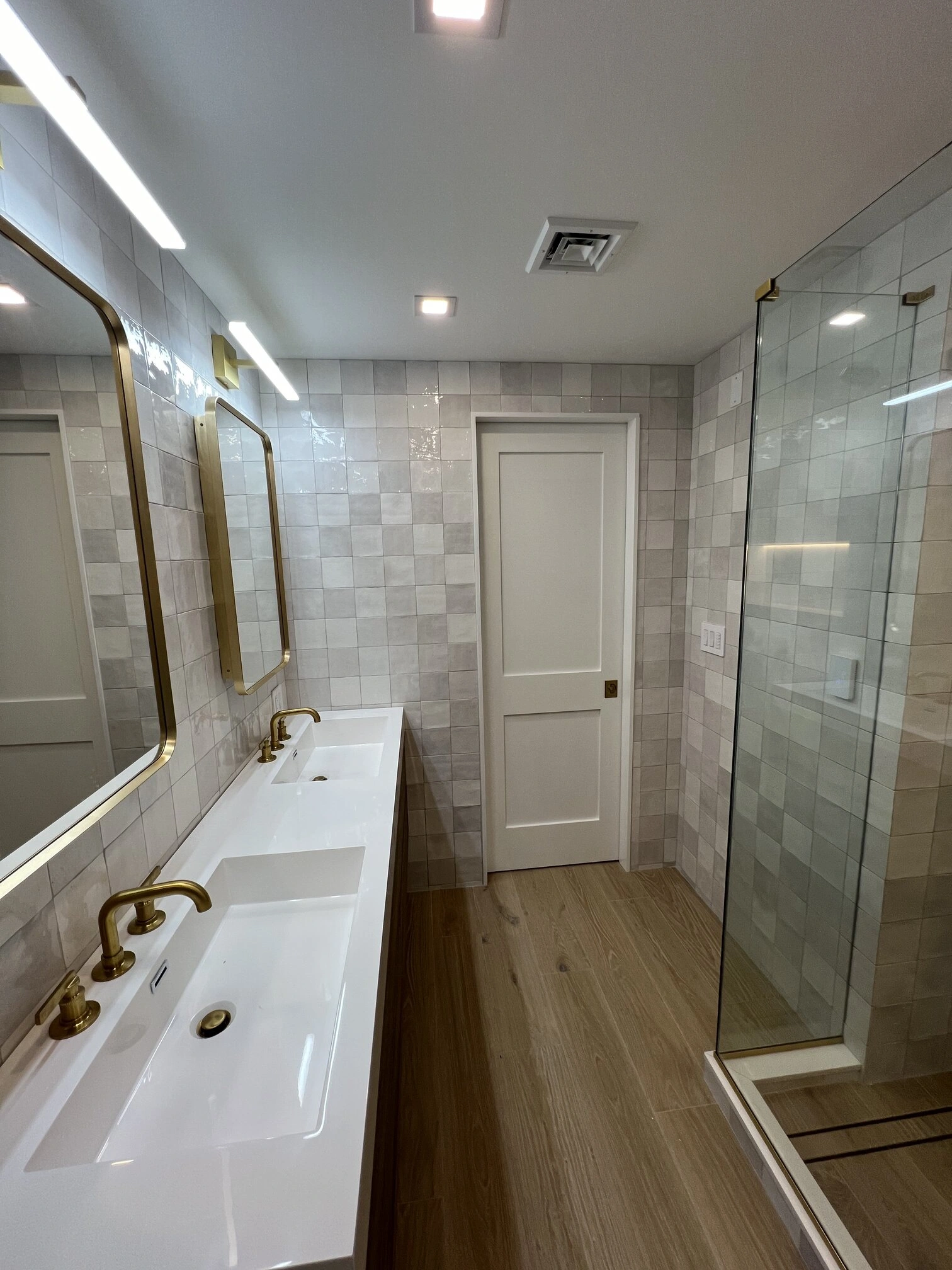 Bathroom Maroccan zellige wall tile porcelain porcelain plank floor tiles